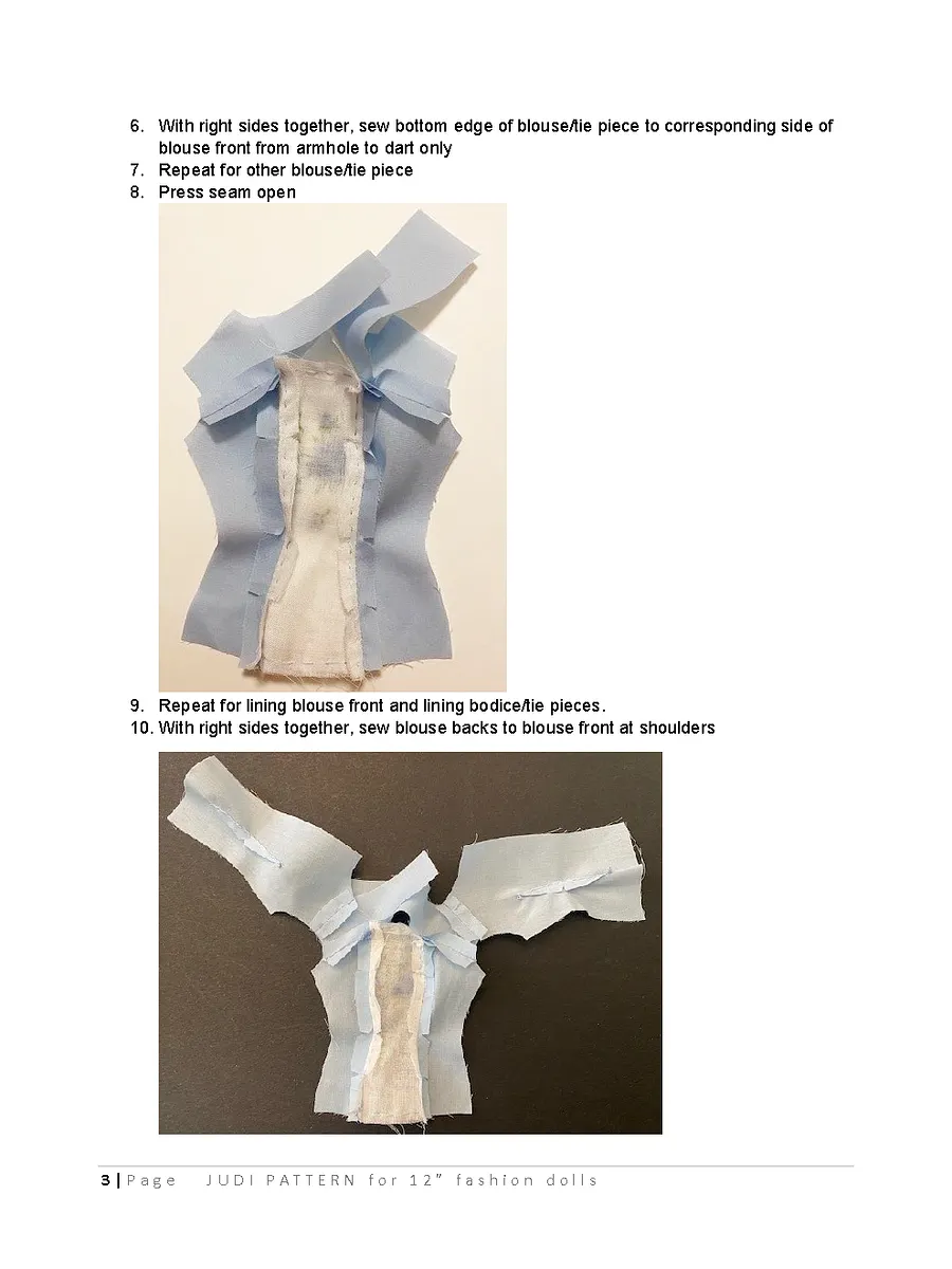 Judi sewing pattern for 12" fashion dolls product image (3)
