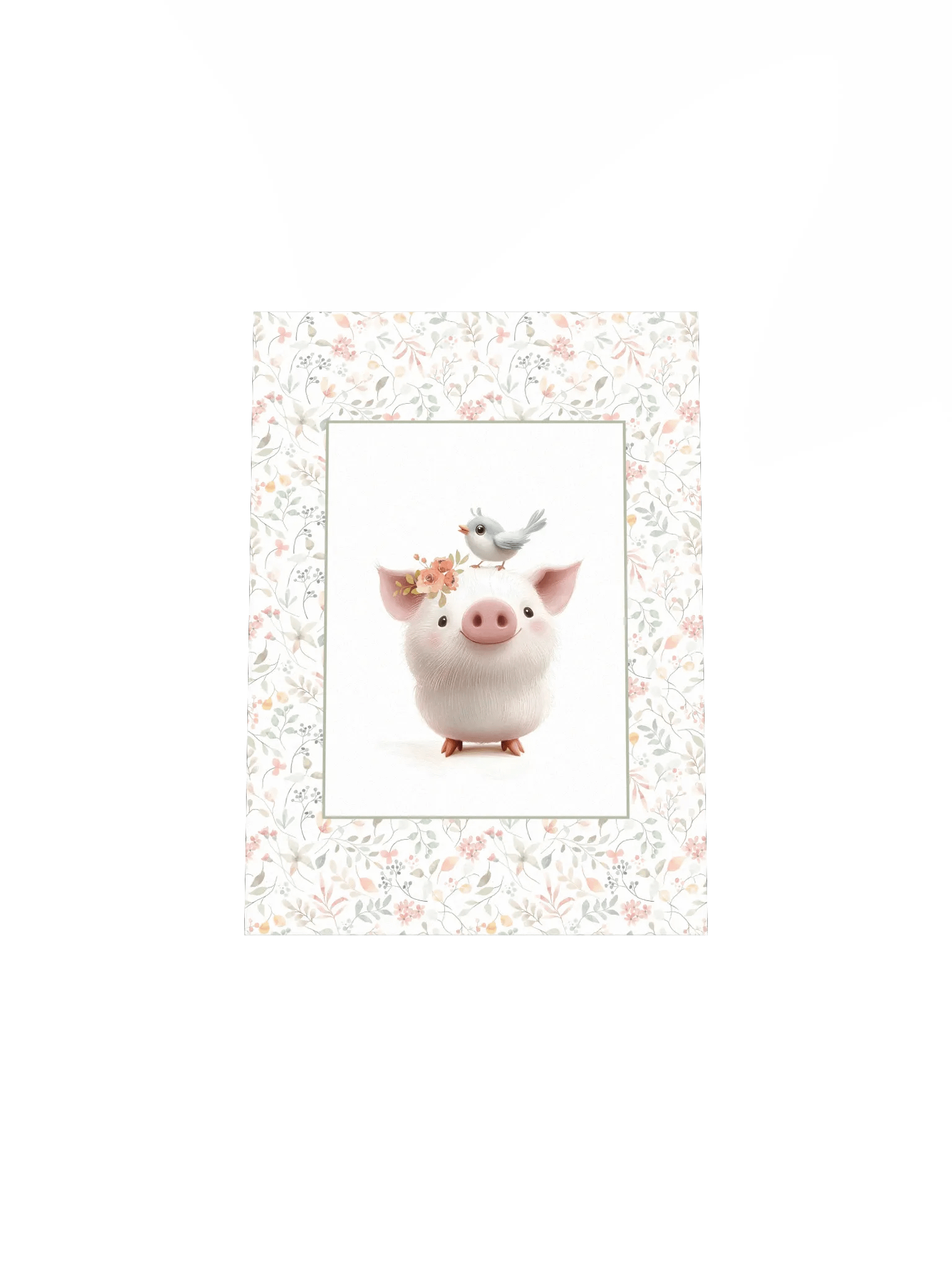 Cute Pig and Watercolor Floral Print product image (5)