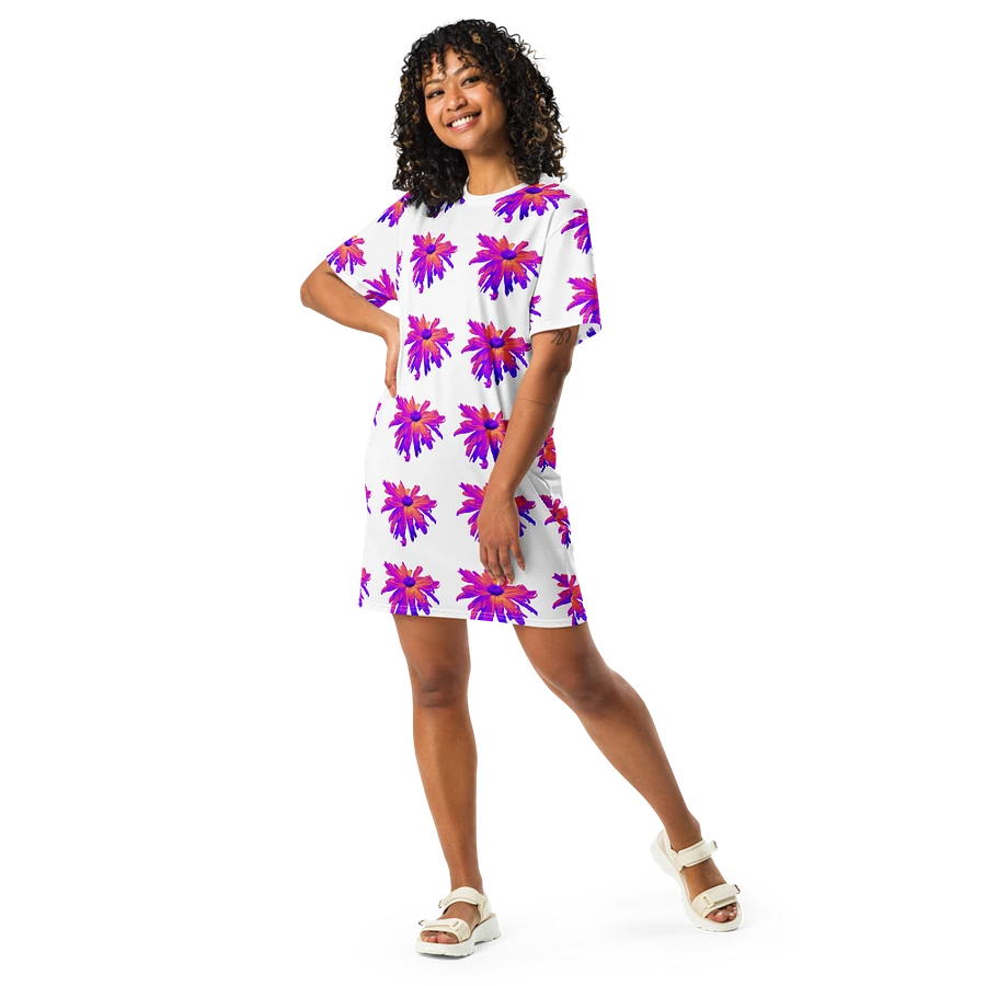 Abstract Pink Floating Daisy Flower Ladies T Shirt Dress product image (10)