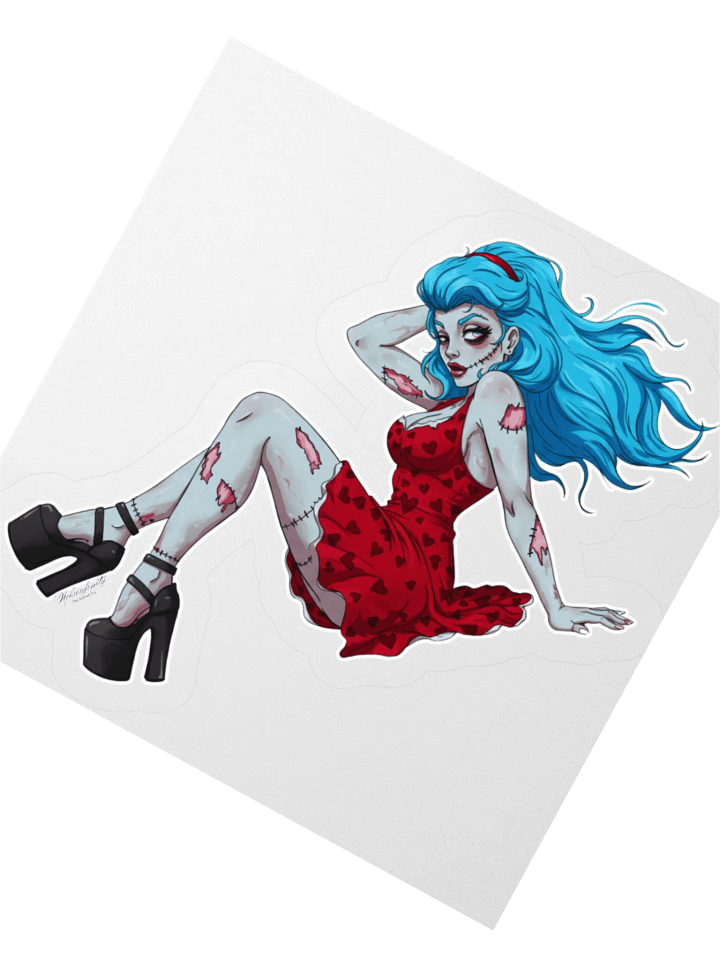 V4 Zombie Pinup Kiss Cut Stickers (Clear Edge) product image (2)