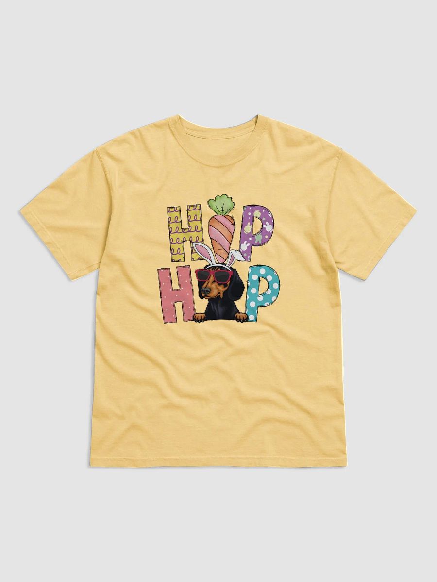 Hip Hop Easter Dachshund T-Shirt | Cute Easter Day Wiener/Doxie Wearing Bunny Ears and Sunglasses T-Shirt product image (2)