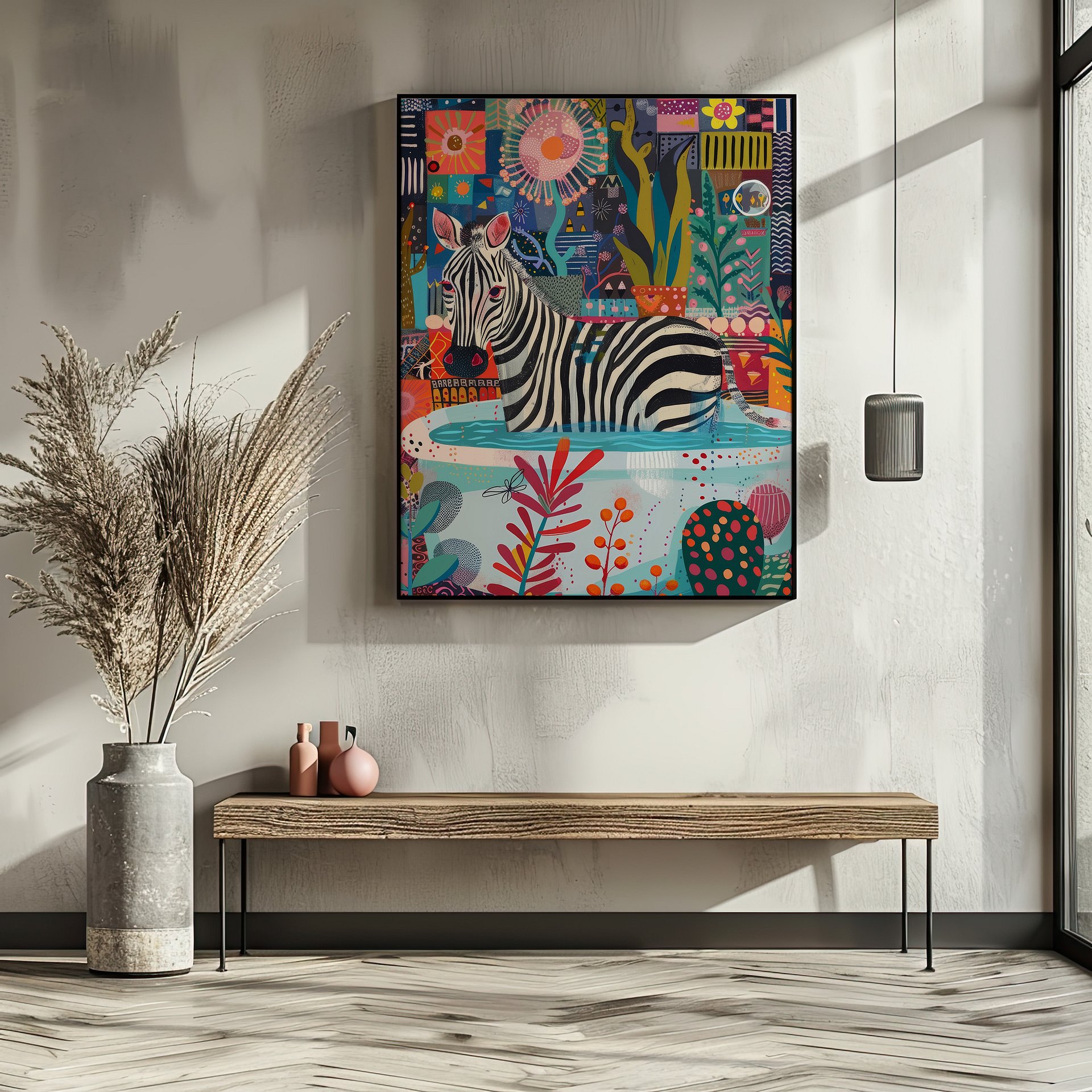 Zebra in Bathtub Maximalist Bathroom Art Print product image (11)