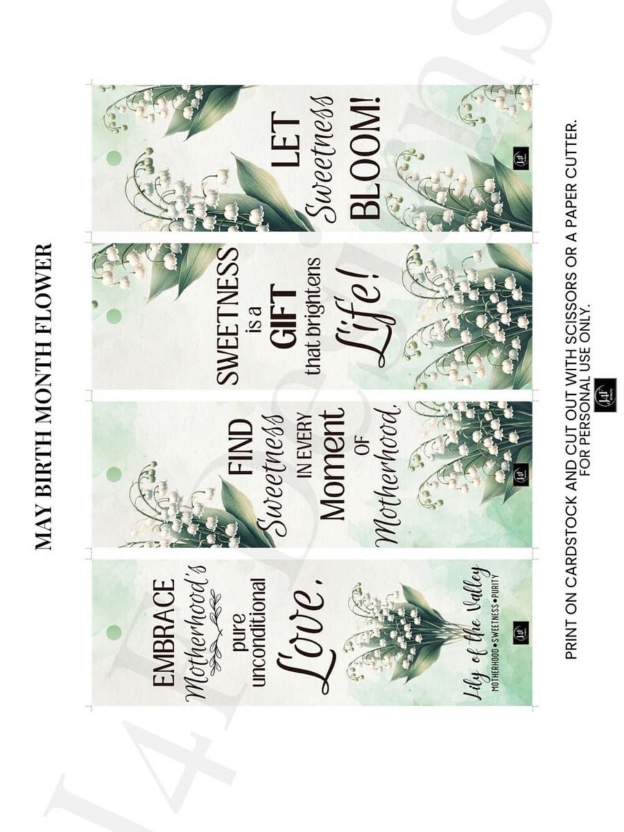 FREE Lily of the Valley Bookmark Printable, Inspirational Sayings With May's Birth Month Flower product image (4)