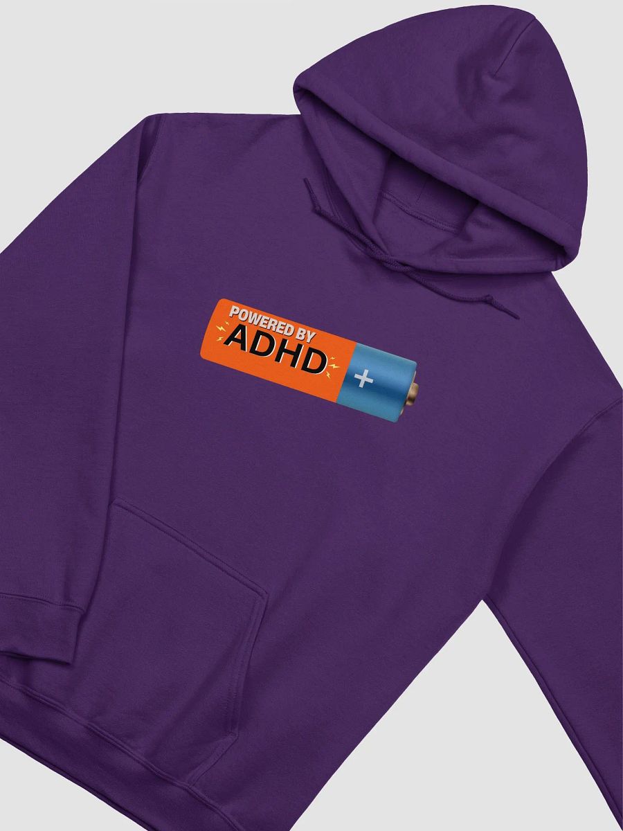 Powered by ADHD Battery Hoodie | Purple Neurodivergent Hooded Sweatshirt | ADHD Awareness Comfort Wear product image (28)