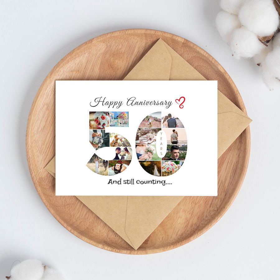 50 Year Anniversary Photo Card Editable Canva Template product image (9)