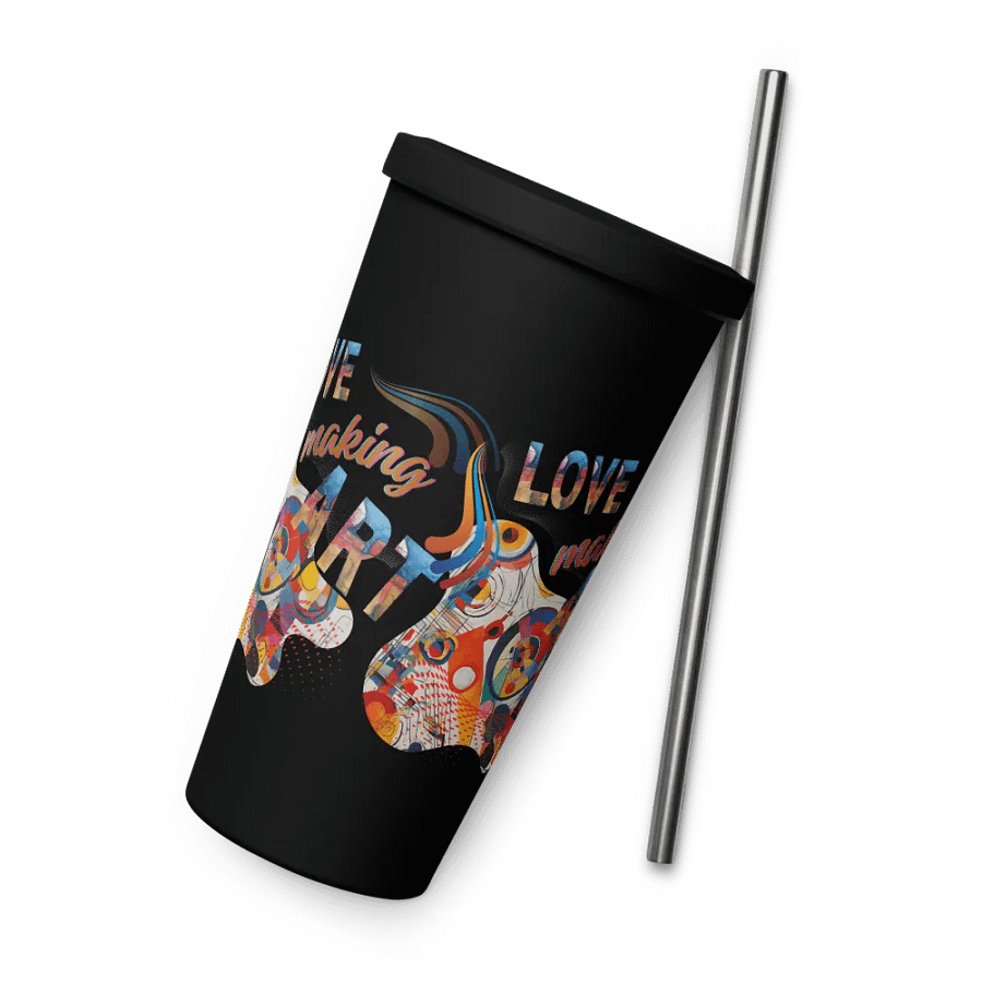 Insulated  tumbler Kadinsky inspired colorful design for the artist. 'Love making art'  Perfect gift for mom, dad, son, daughter colleague, friend who loves arty things product image (7)