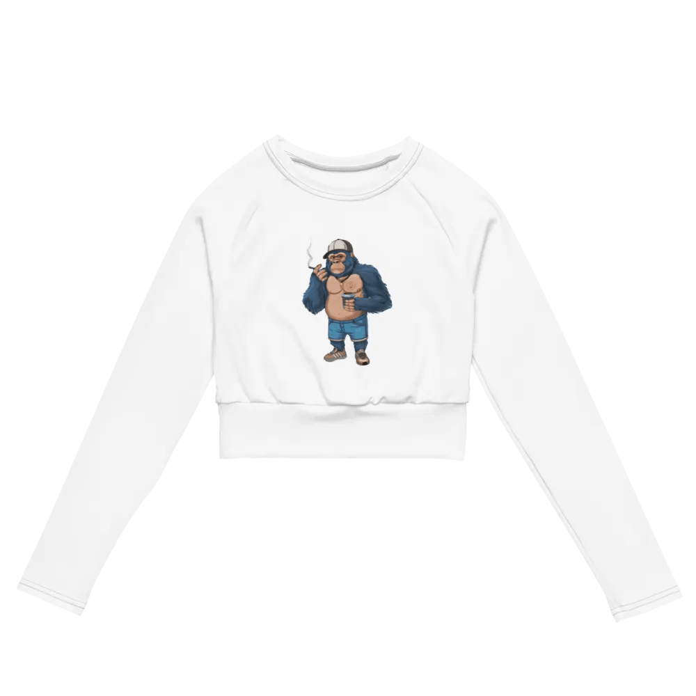 Blue Gorilla All-Over Print Recycled Long Sleeve Crop Top product image (3)