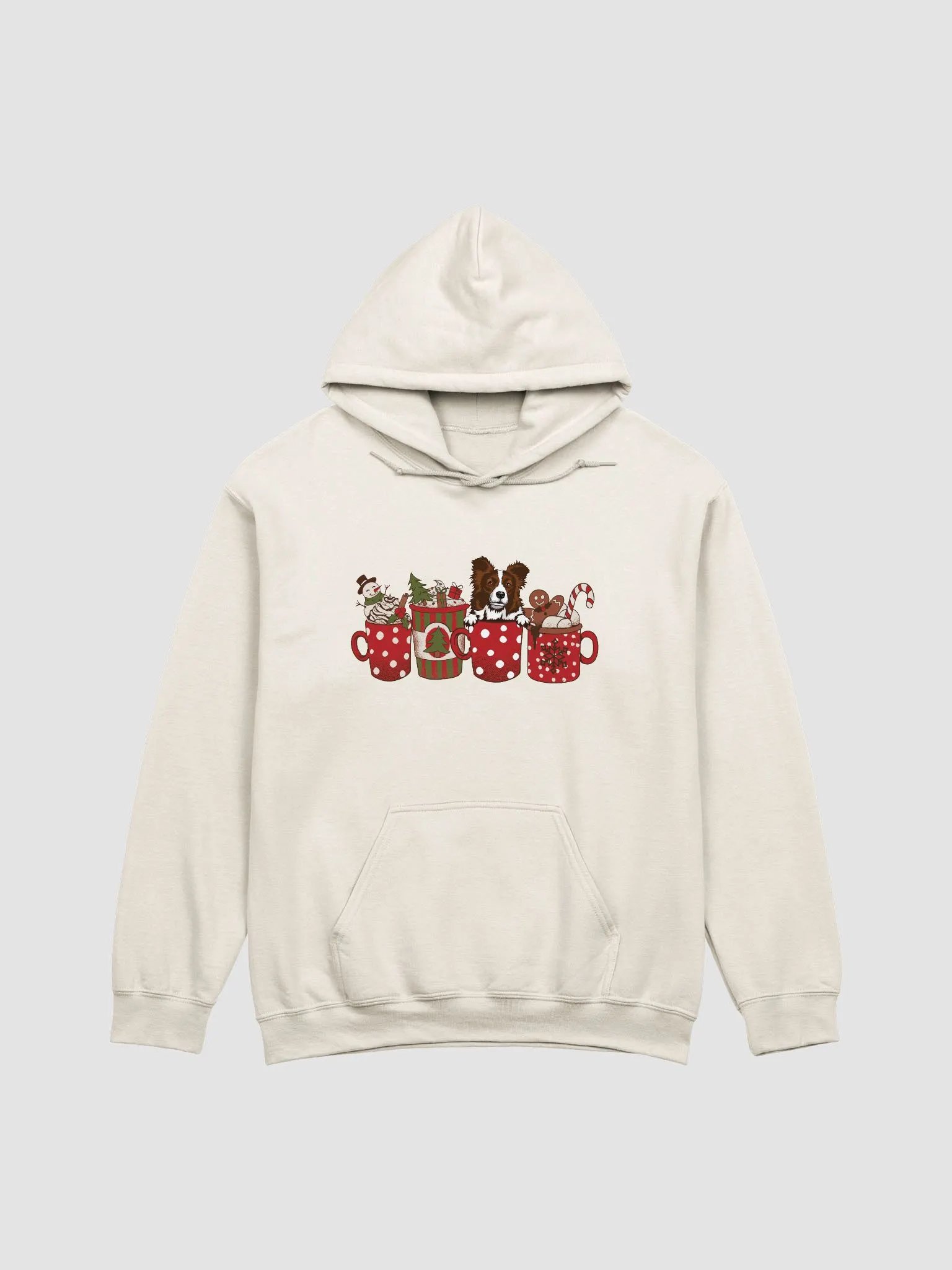 Cute Border Collie(Brown) in a Christmas Cup Hooded Sweatshirt | Funny Christmas Pup in a Cup product image (19)
