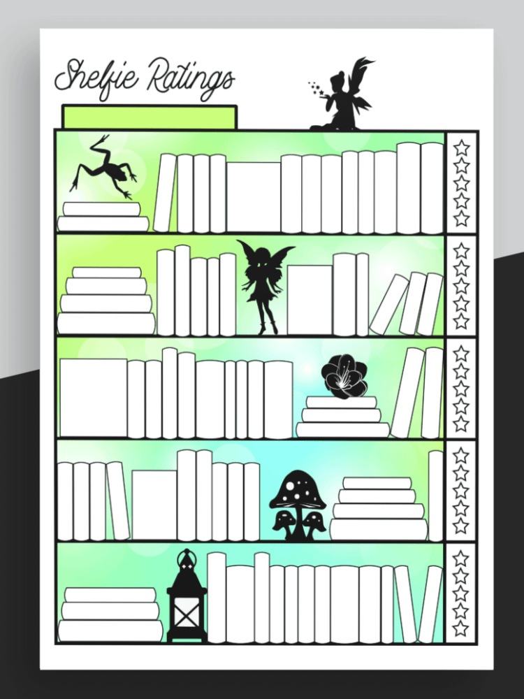 Shelfie Ratings Book Tracker TWO, Printable Bookcase Journal Log with 7 Themes product image (7)