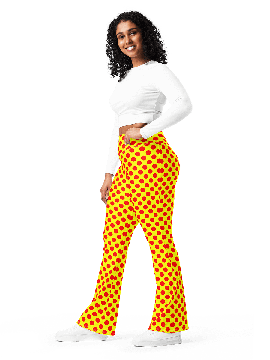 Red Polka Dots on Yellow Flare Leggings product image (4)