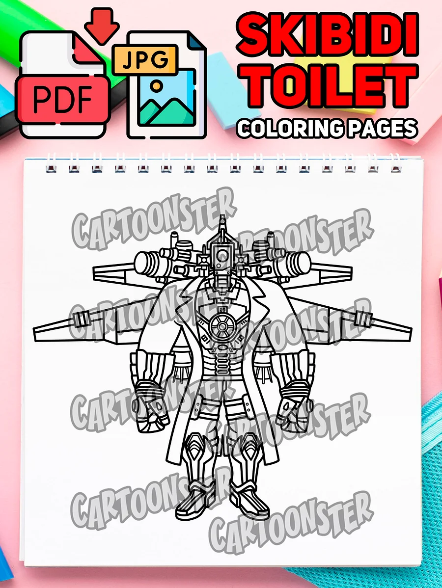 Upgraded Burn Titan Cameraman from Skibidi Toilet Garry's Mod | Coloring Page | Printable PDF & JPG product image (1)