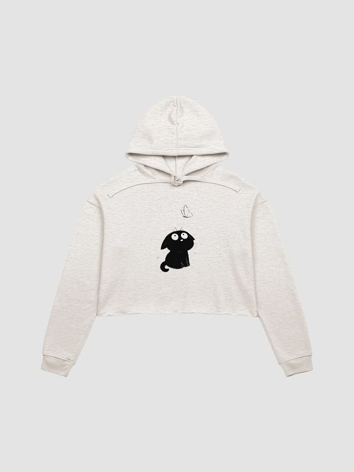 Cute Black Cat and Butterfly Crop Hoodie product image (3)