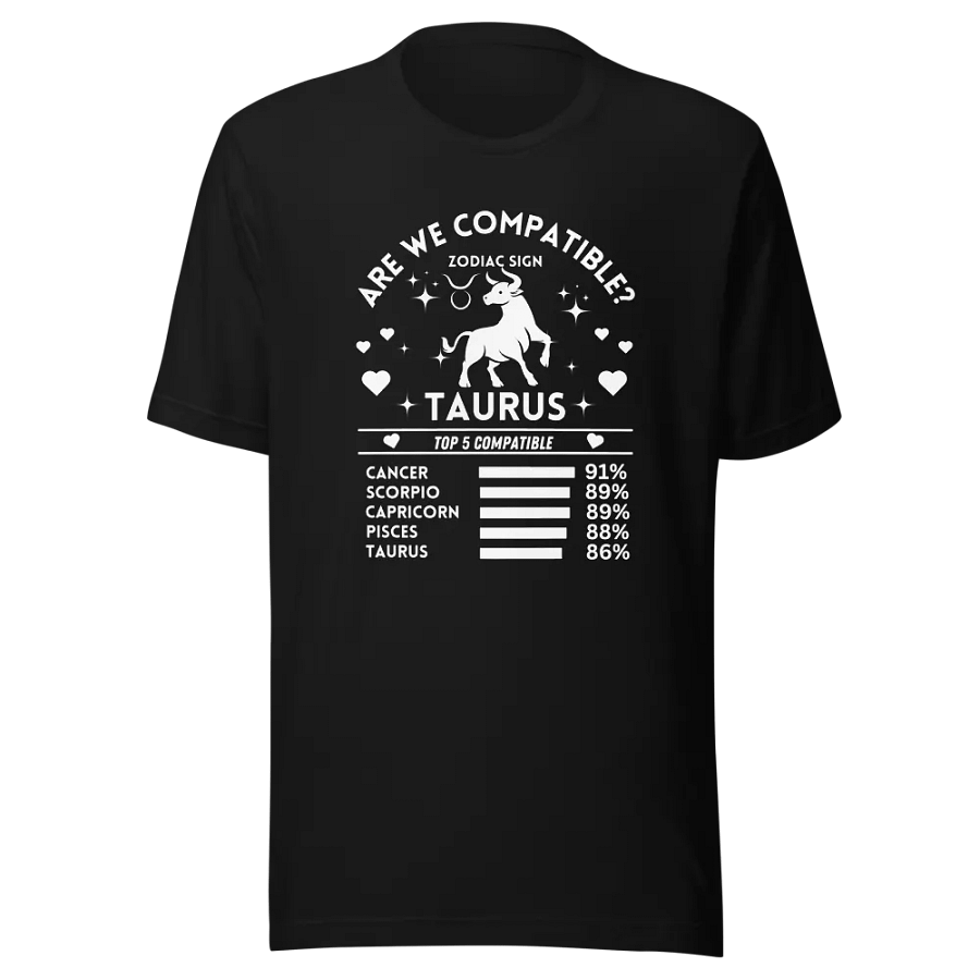 Taurus Zodiac Sign Romantic Compatibility T-Shirt - Bella Canvas 3001 Unisex Staple T-Shirt - Dark Colors product image (3)