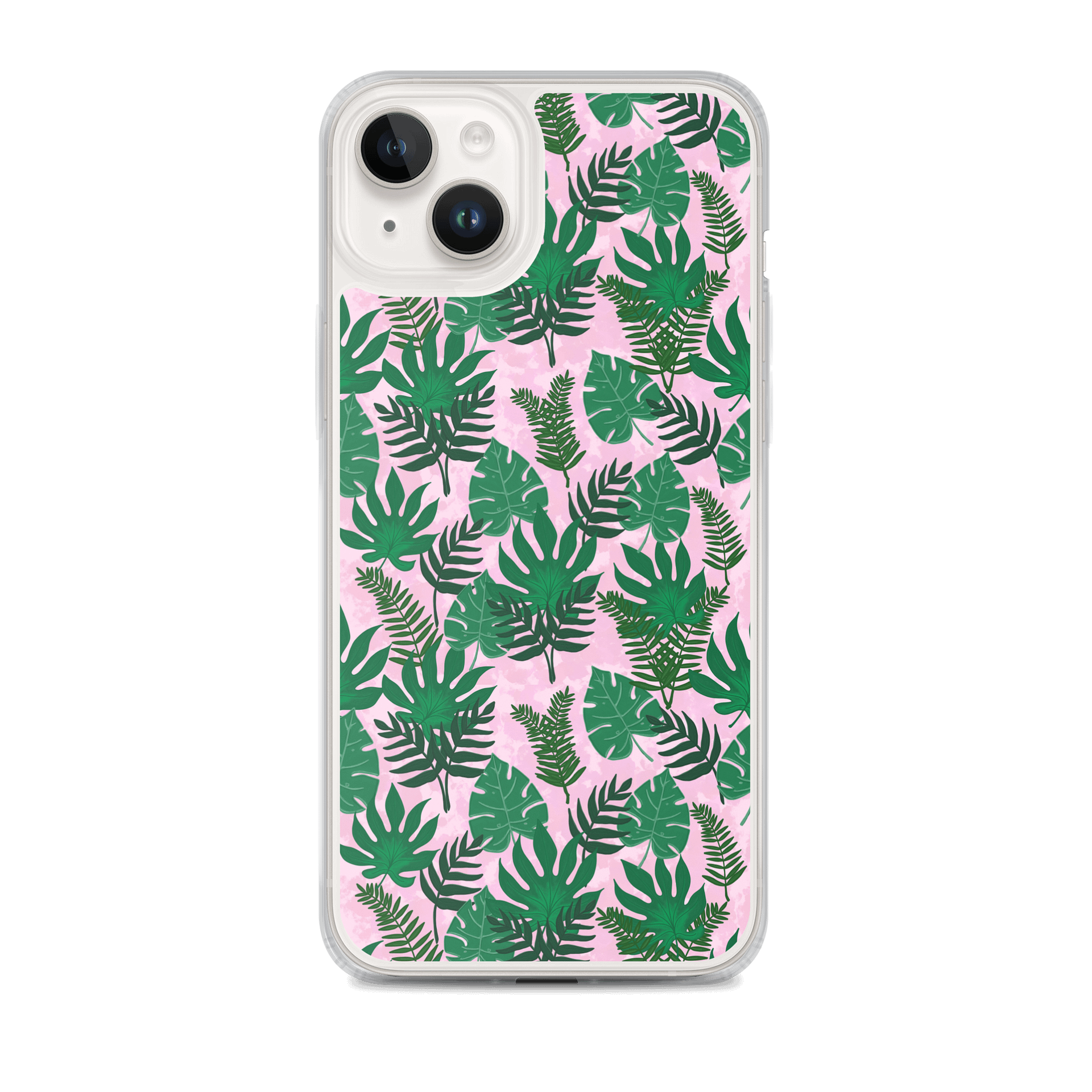 Jungle Leaves Pattern- Pink Background Phone Case product image (2)