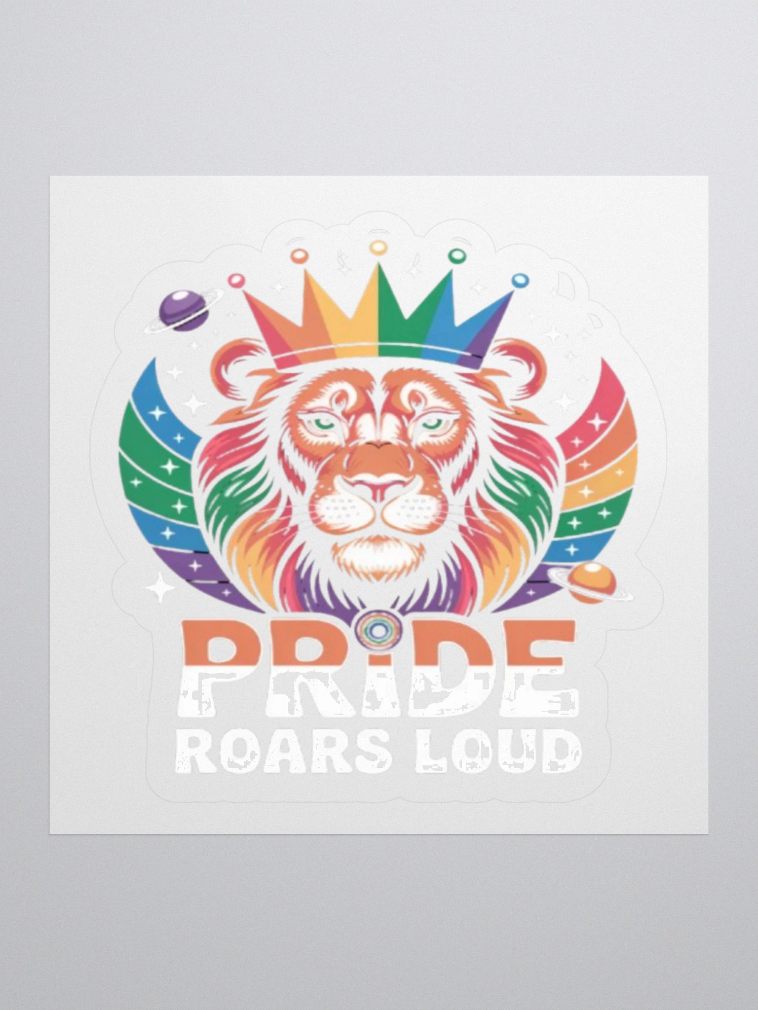 Pride Roars Loud Sticker - Rainbow Lion Design product image (2)