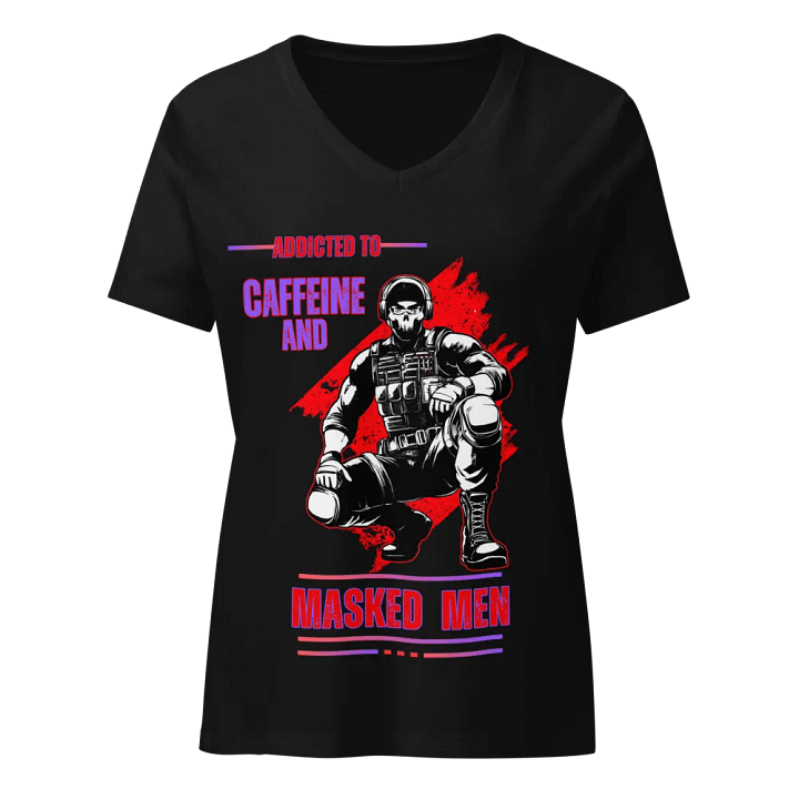 Addicted to Caffeine and Masked Men V-Neck Shirt product image (1)
