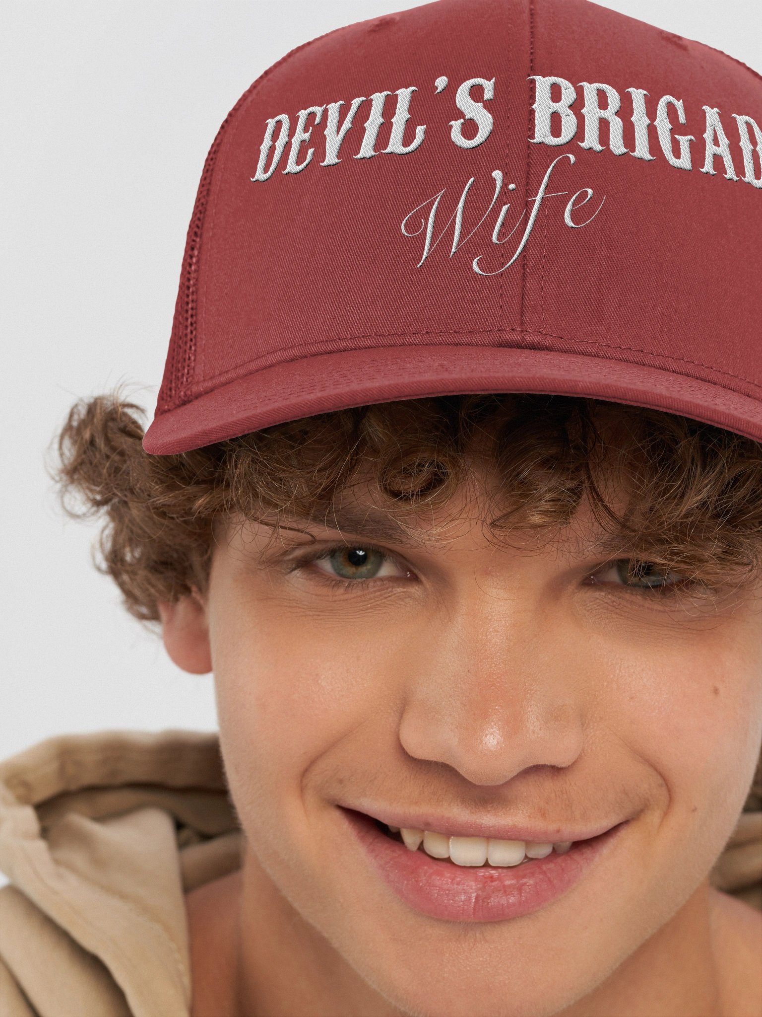 Devil's Brigade Trucker Hat, Text & Image Front, Wife product image (29)