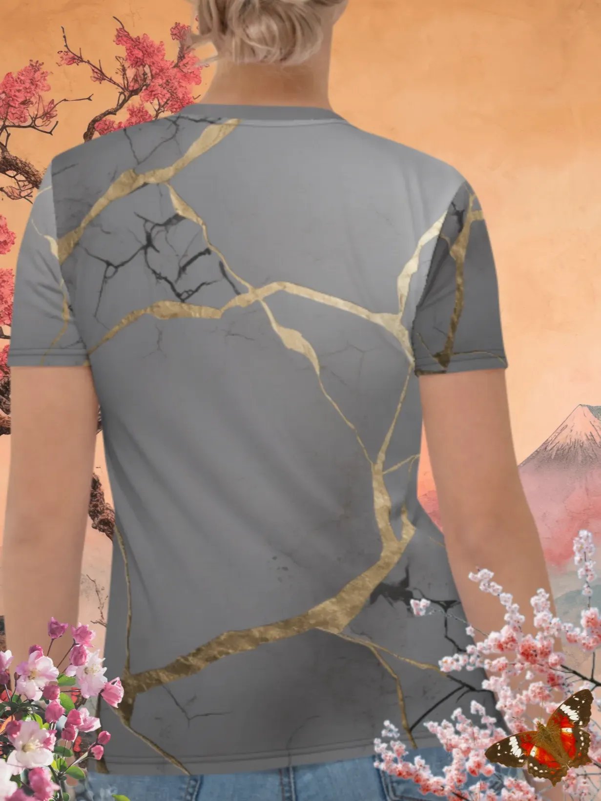 Grey & Gold Kintsugi Print T-Shirt product image (4)