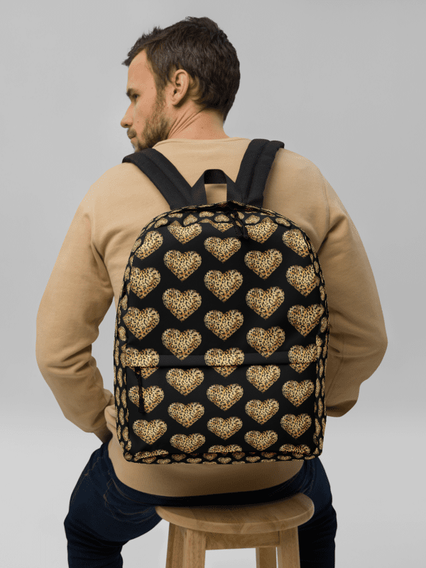 Leopard Skin Farbric Heart in Orange Gold - All-Over Print Backpack product image (3)