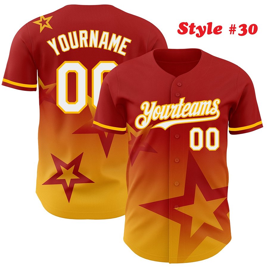 Authentic Baseball Jersey, Custom Baseball Jersey, Personalized Sport Jersey, Colorful, 3D Gradient Style Twinkle Star product image (187)