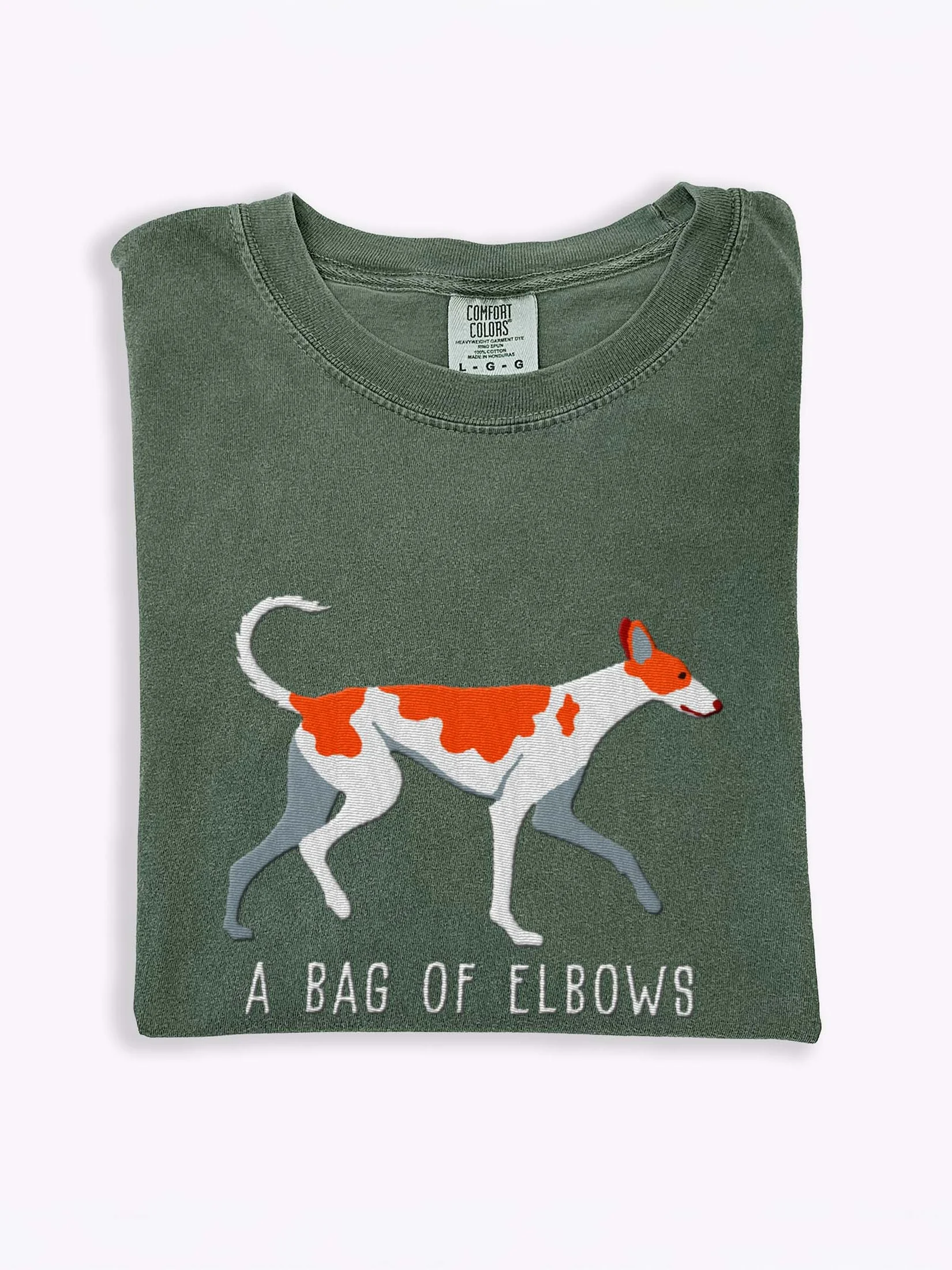 A Bag of Elbows T-Shirt(Embroidered) of an Ibizan Hound(Red & White) product image (1)