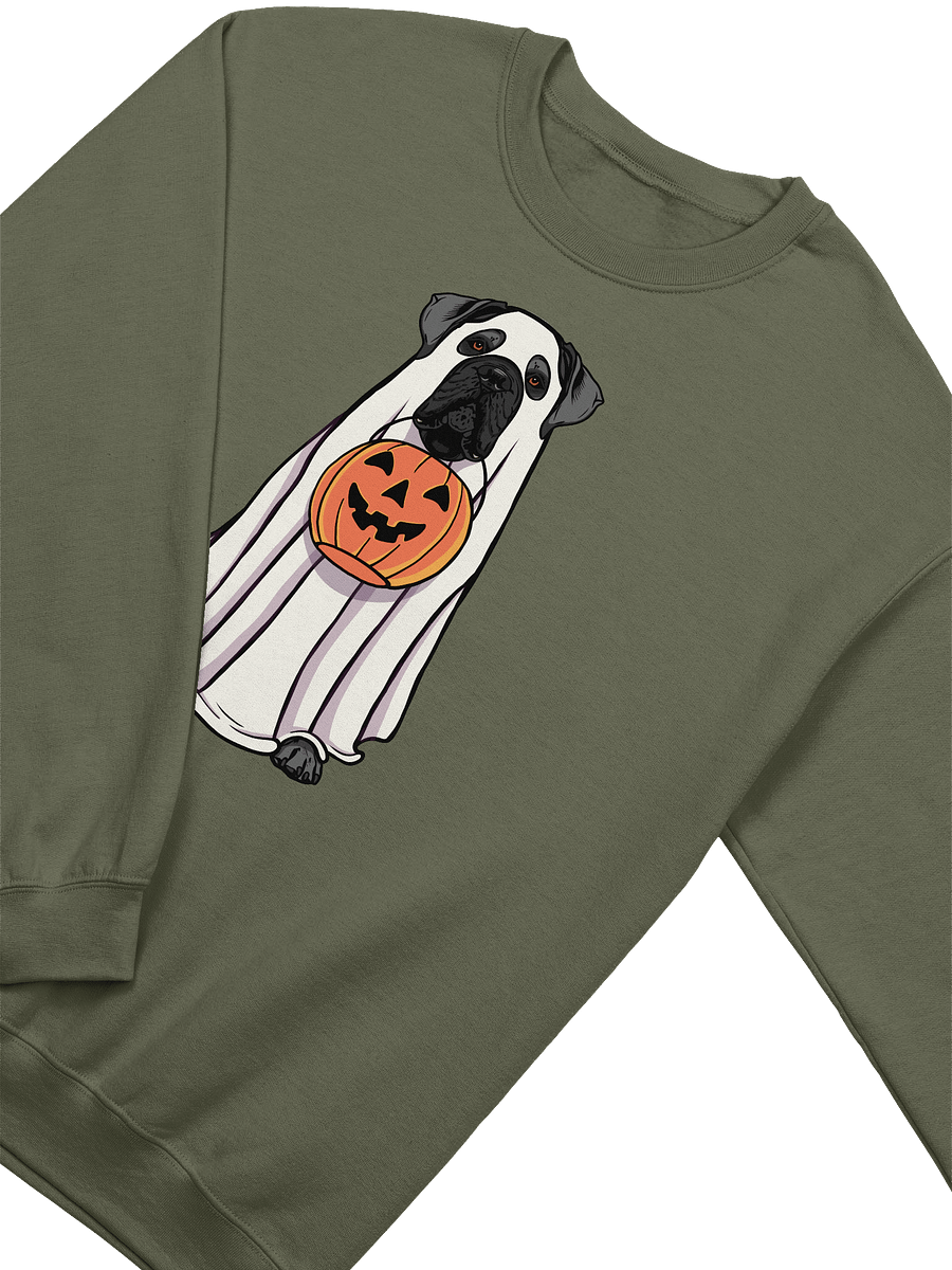 Funny Halloween Cane Corso(Gray) Sweatshirt | Funny Cane Corso Wearing a Ghost Costume and Holding a Pumpkin Basket product image (18)
