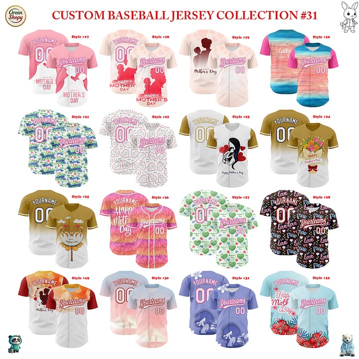 Authentic Baseball Jersey, Custom Baseball Jersey, Personalized Sport Jersey, Colorful, Flowers, Number, Logo, Love, Mom, Mother product image (2)