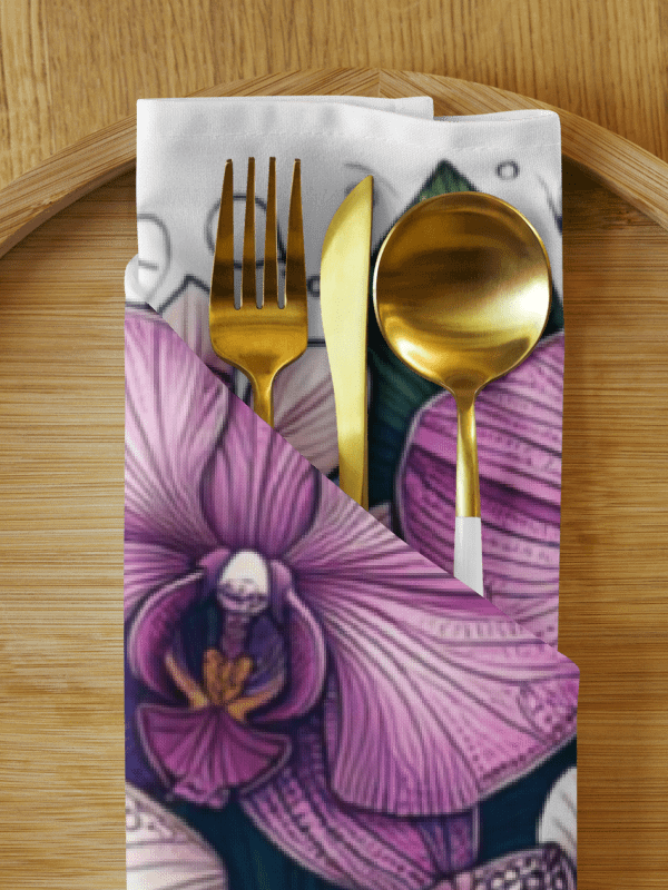 Orchid Oasis Cloth Napkin Set | AI Design flower product image (5)