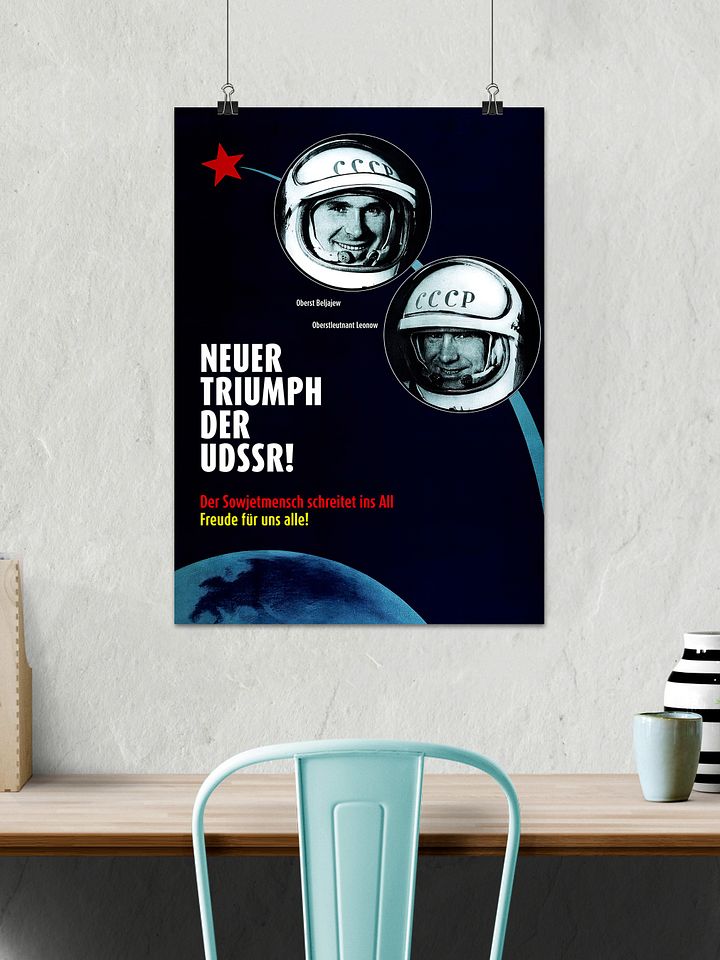 Neuer Triumph Der UDSSR!, GDR/USSR 1965 — Soviet vintage space art poster, soviet retro poster product image (2)