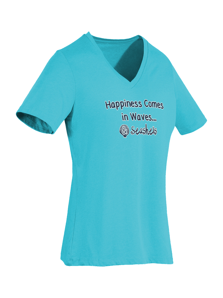 🌊 Happiness Comes in Waves...& Seashells | Coastal Beachcomber V-Neck Tee | Monique Faella Designs™ product image (62)