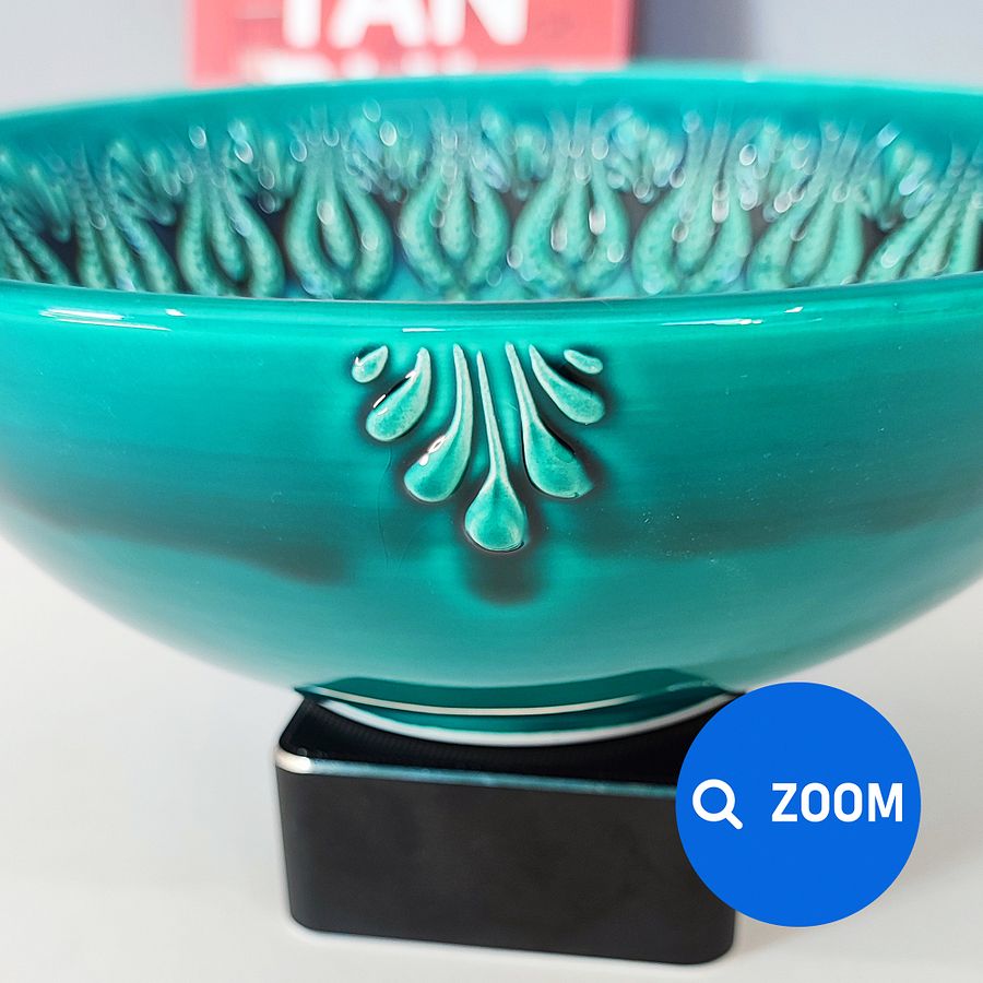 Ceramic turquoise bowl (20 cm) — handmade pottery, handmade ceramic, home decor, handmade gift, Turkish ceramic product image (6)