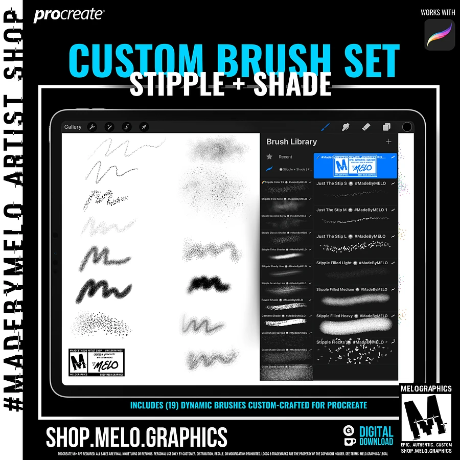 Stipple + Shade Procreate Brush Set | #MadeByMELO product image (4)
