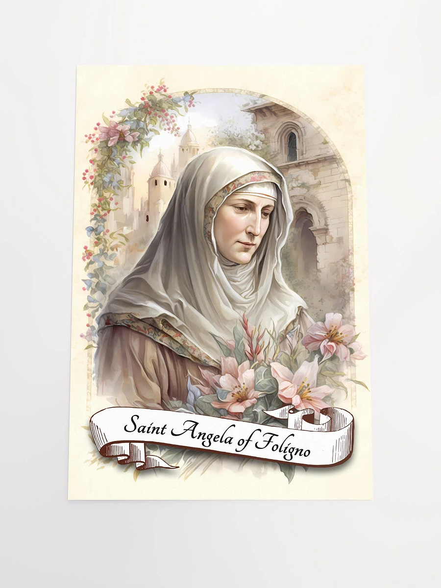 Saint Angela of Foligno Patron Saint of Widows, Against Sexual Temptations, Those Seeking Spiritual Conversion and Growth and Repentance Matte Poster product image (3)