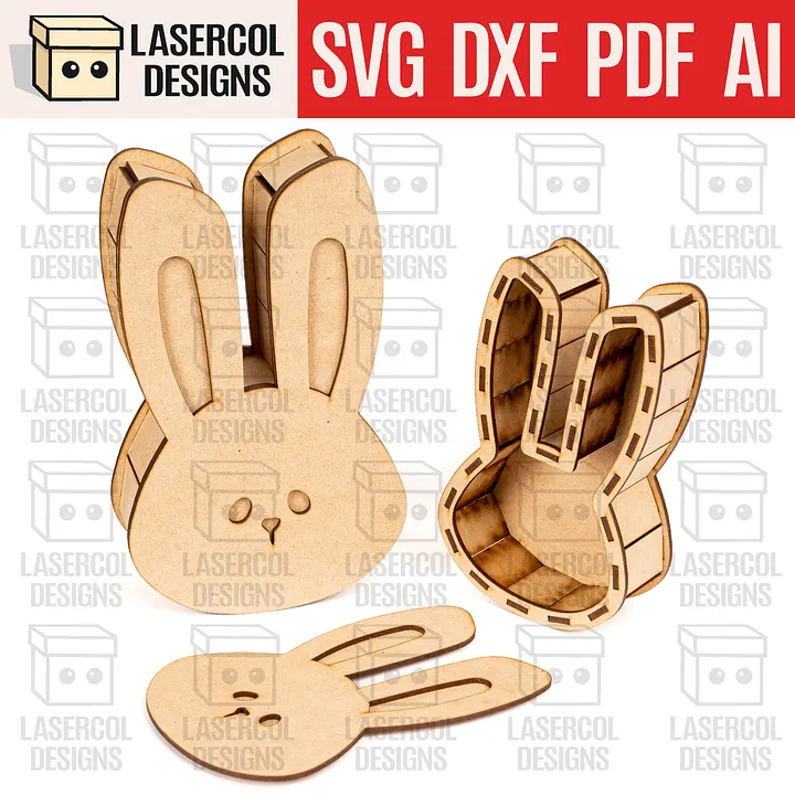 Easter Bunny Shaped Boxes Set 3 - Laser Cut Files product image (1)