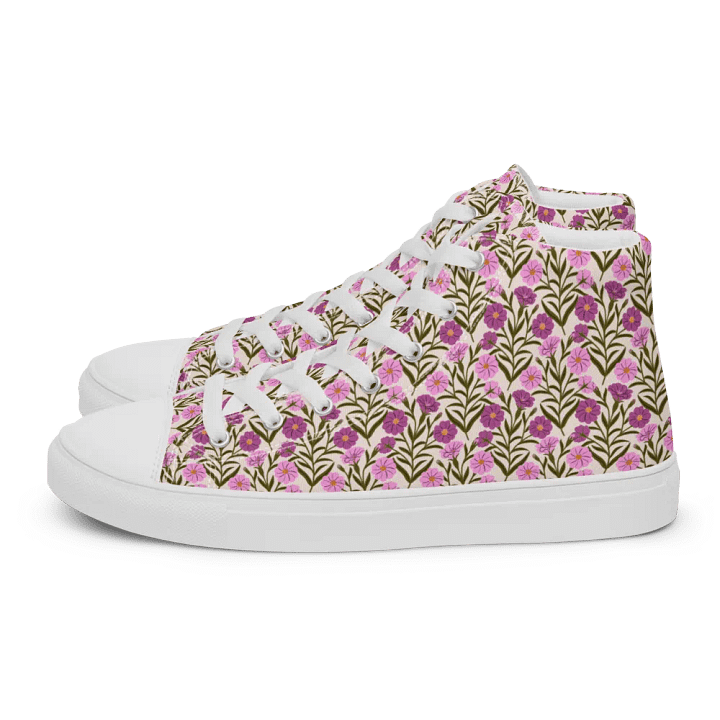 Corncockle Bouquet - Pink and Green - Women High Top Canvas Shoes product image (2)