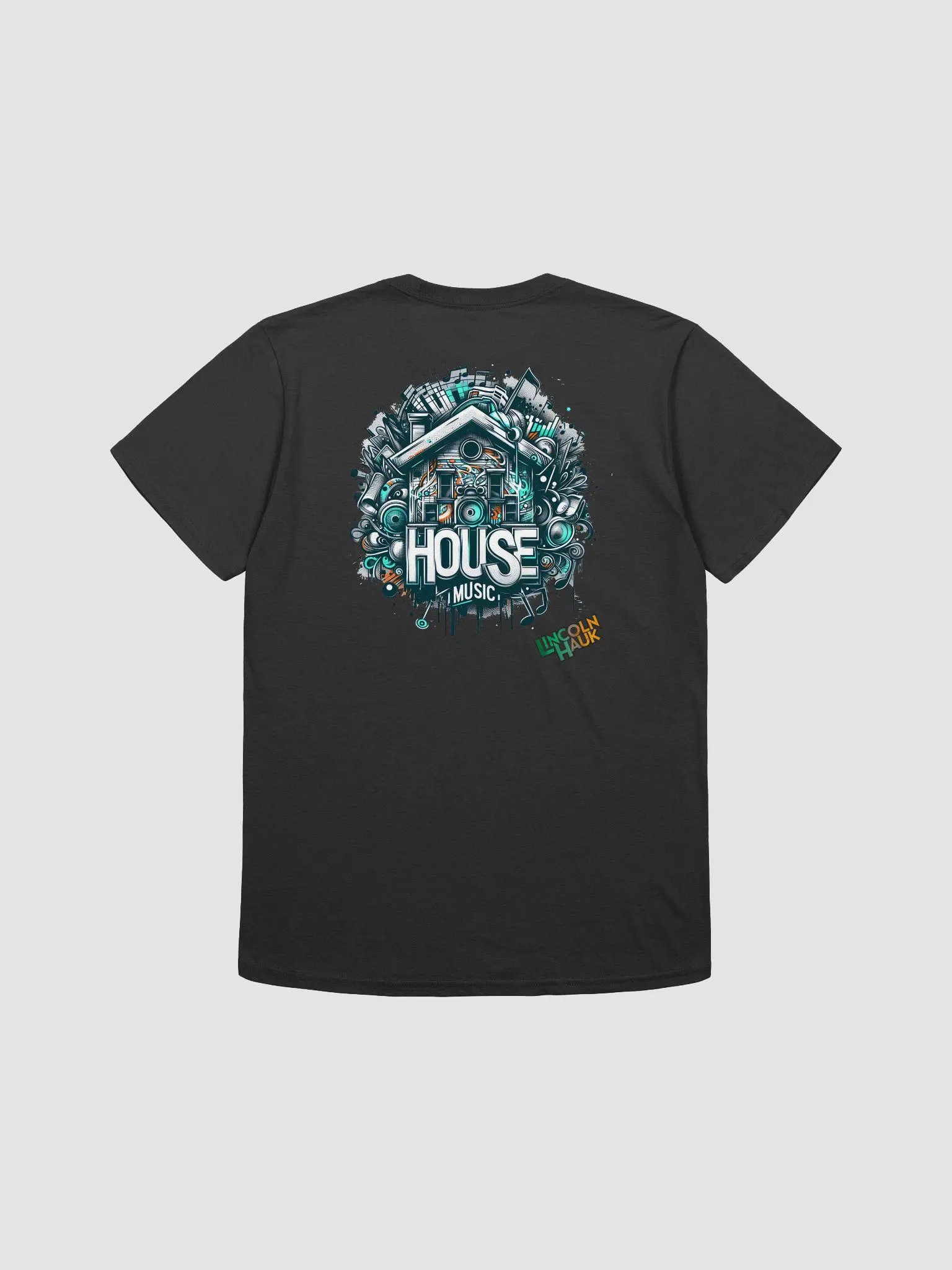 Lincoln Hauk - House Music - T-Shirt (Teal/Orange) product image (2)