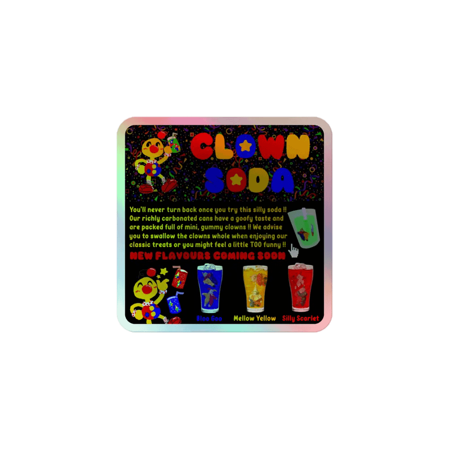 Boyoyoing Clown Soda Website Holographic Sticker product image (1)