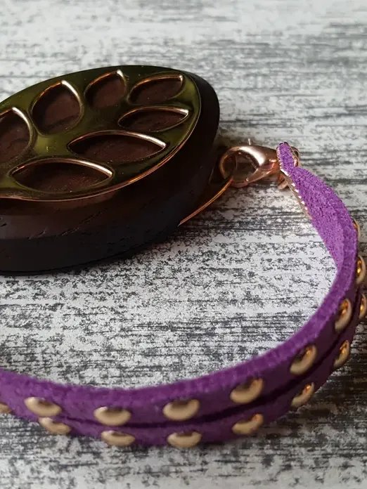 Plum Faux Suede Stud Bracelet | Handmade Accessory for Bellabeat Leaf Urban & Ivy product image (2)
