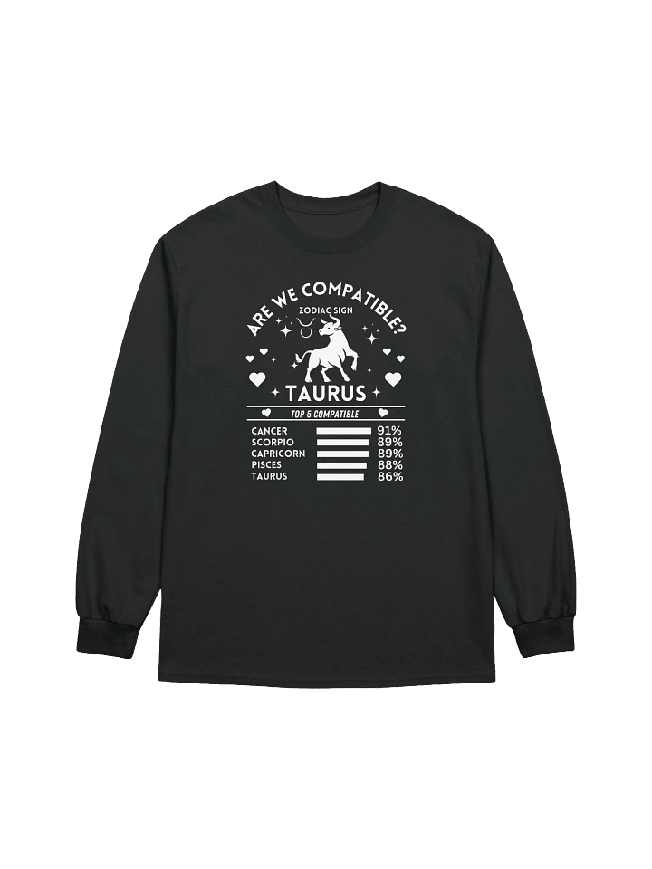 Taurus Zodiac Sign Romantic Compatibility - Gildan Ultra Cotton Unisex Long Sleeve T-Shirt - Dark Colors product image (2)