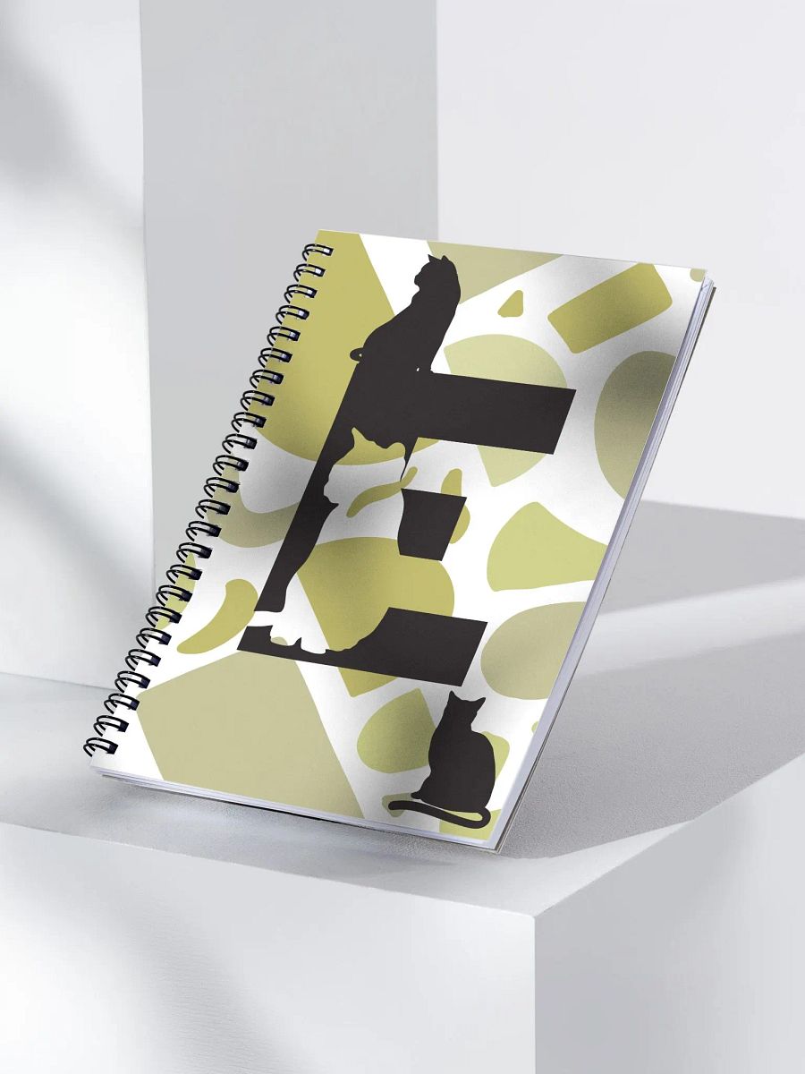 Monogram Letter E Cat Lover Geometric Greens Notebook product image (3)