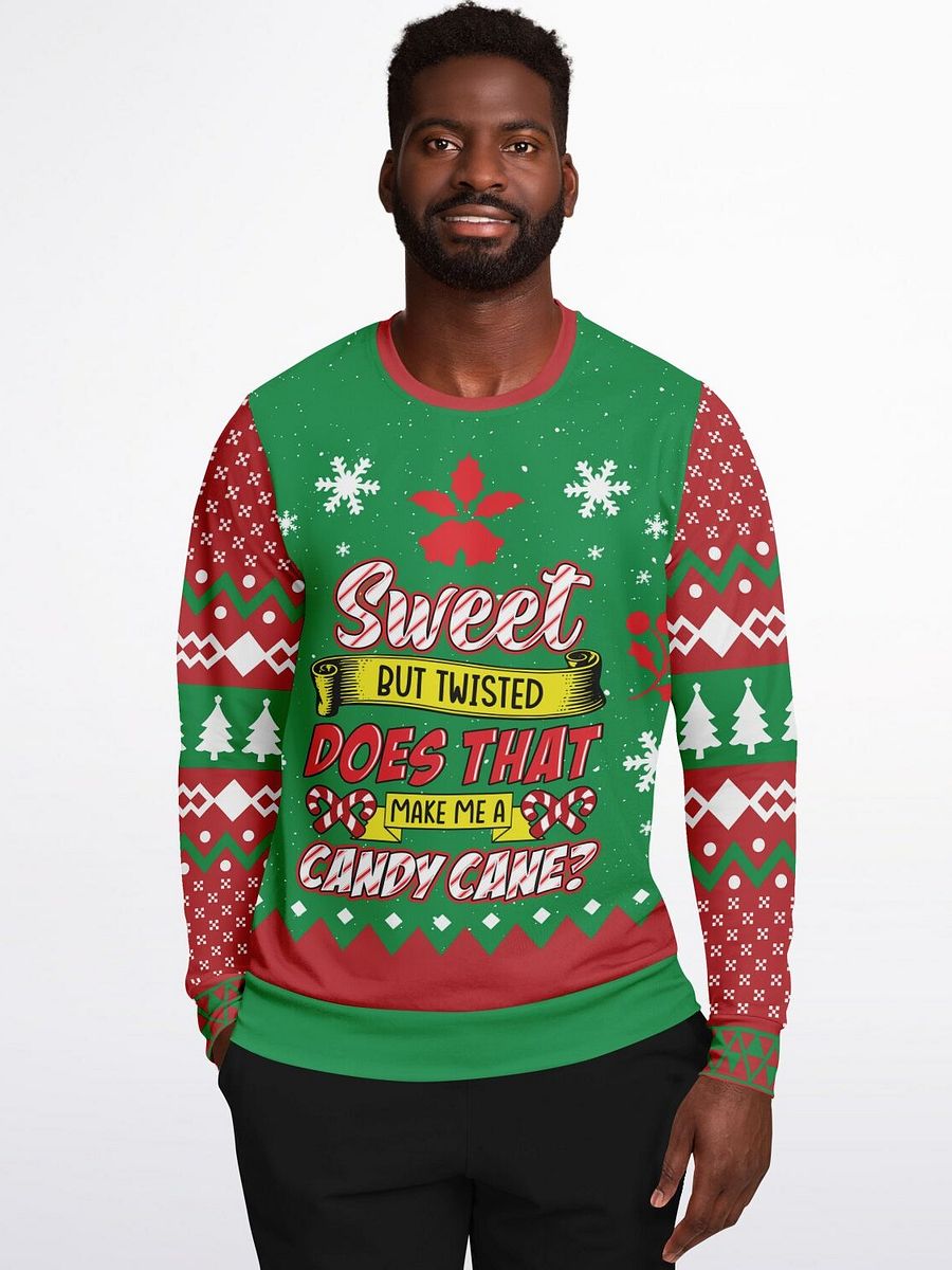 Funny Candy Cane Christmas Sweatshirt | Quirky Holiday Ugly Sweater | Christmas Party Outfit | Festive Winter Pullover product image (3)