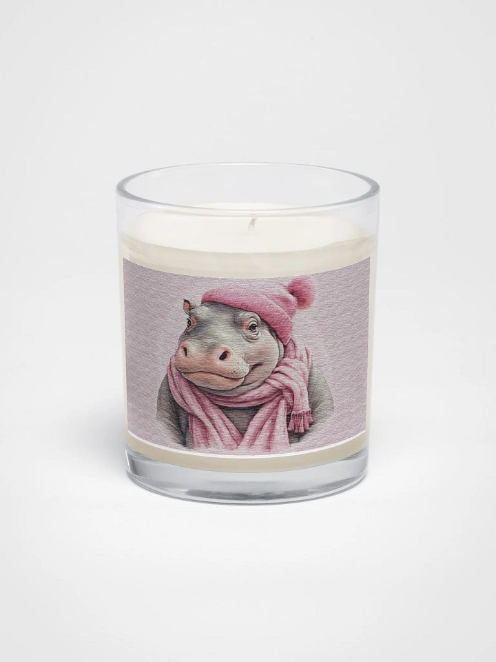 Hippo wearing a pink hat and scarf Candle product image (1)