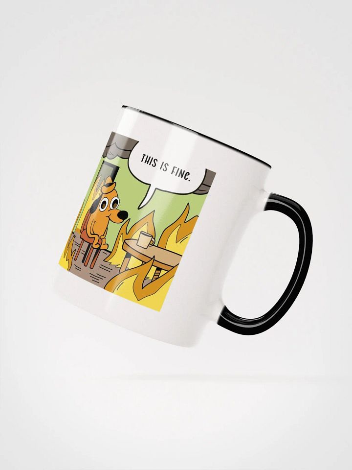 "This is fine" Ceramic Mug with color inside product image (2)