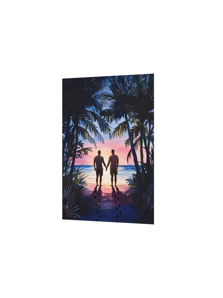 Tropical Beach Sunrise - Gay Couple Holding Hands Studio Print product image (2)