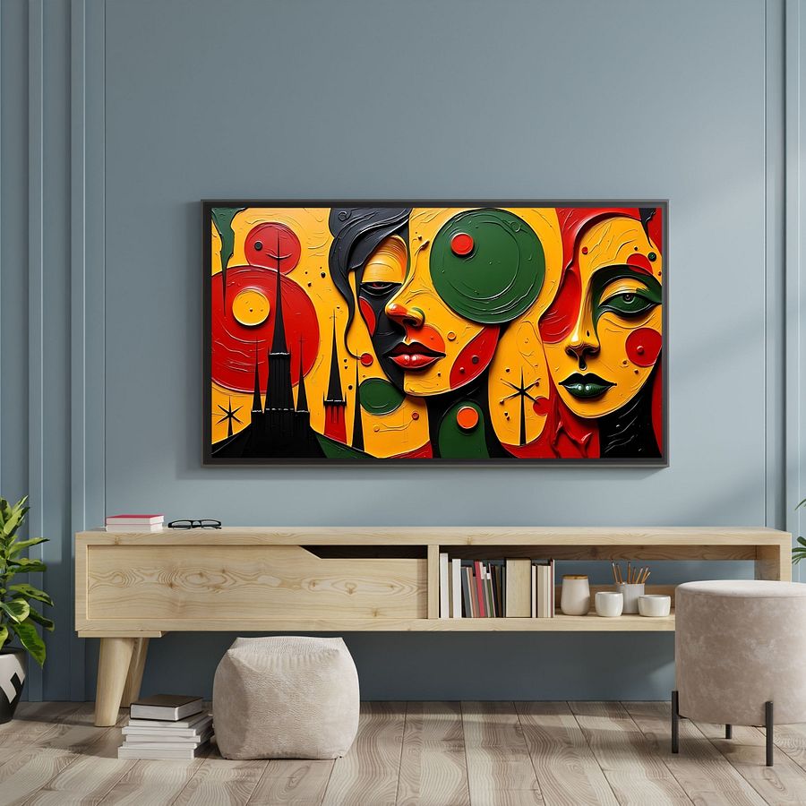 Church Folk TV Frame Art/Wallpaper Juneteenth Picture Abstract Black Woman Wall Art | Digital Download | Textured Afrocentric Printable Poster for Modern Home Decor for Black History Art product image (3)