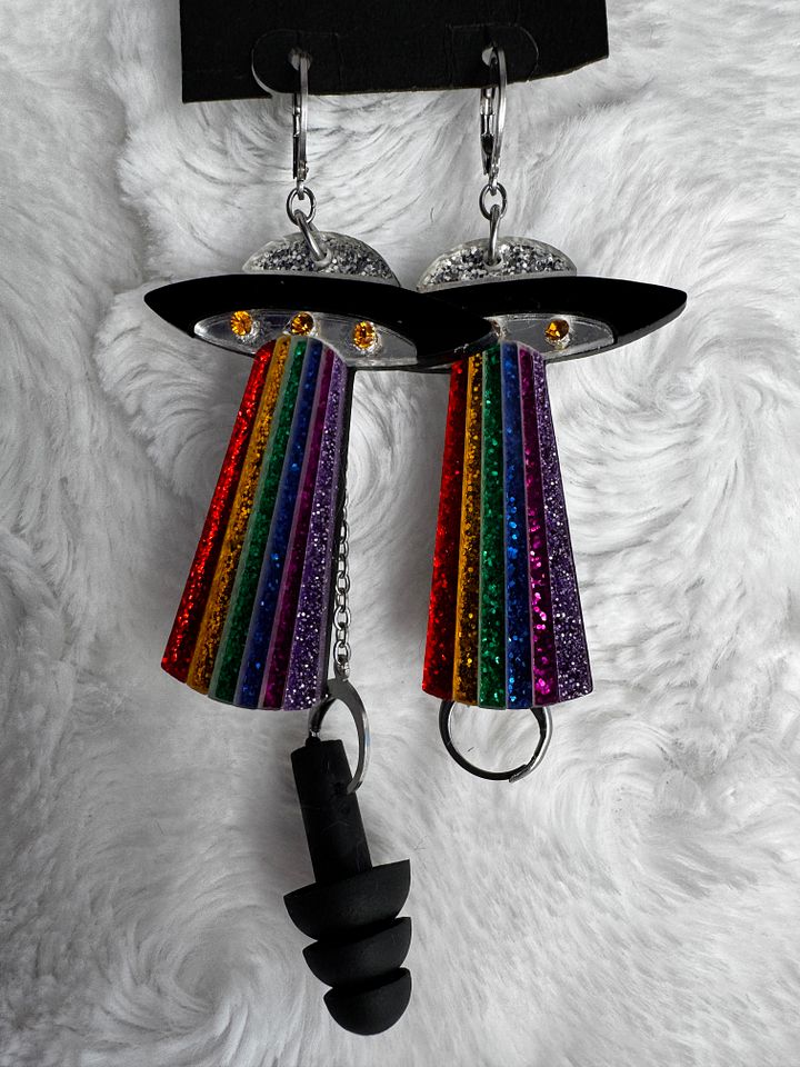 Space Rainbows Bass Busterz earplug earrings product image (1)