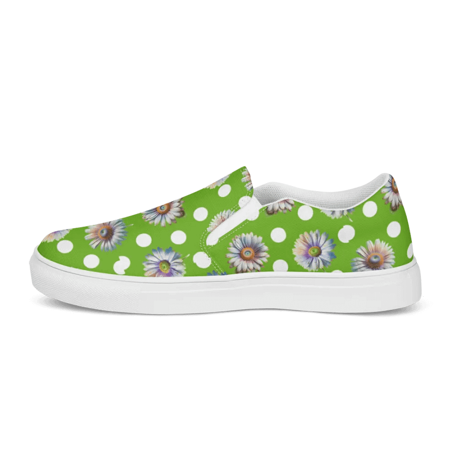 Daisy Dots - Lime Green Slip-on Canvas Shoes product image (7)