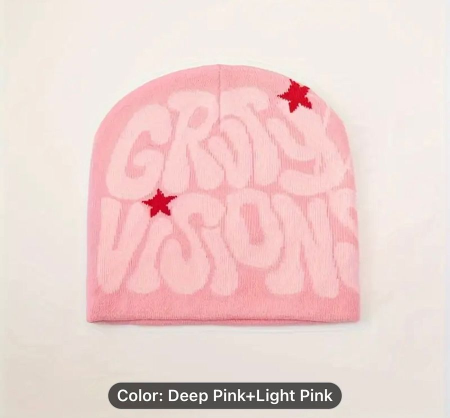 Gothic Letter Jacquard Y2K Beanie Hip Hop Color Block Knit Hats Elastic Skull Cap Breathable Beanies Unisex product image (3)