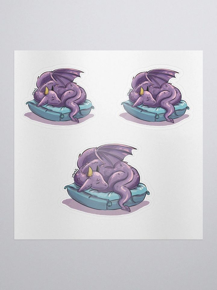 Young Dragon Sleeping on Pillow Sticker Set - Whimsical Fantasy Decals product image (1)