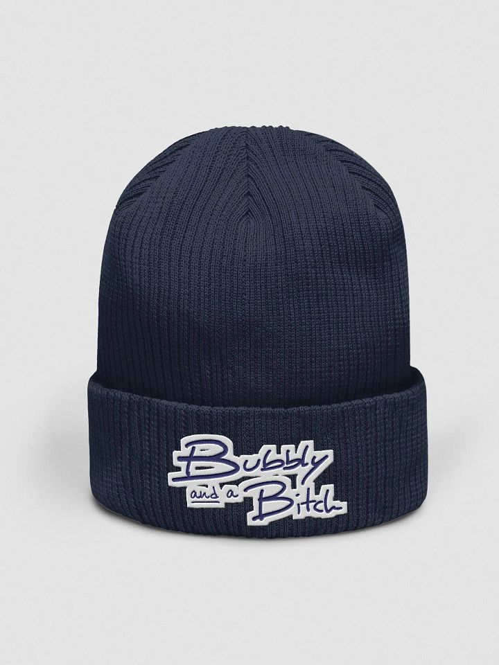 Bubbly and a B*tch (navy bubble design) embroidered organic beanie product image (11)